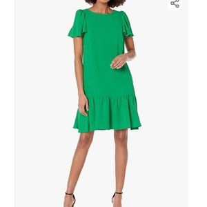 DKNY Kelly Green ruffle short sleeve dress
